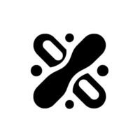 Abstract black and white geometric featuring a central elongated shape intertwined with rounded accents and circular dots, creating a dynamic and balanced composition against a clean white back vector