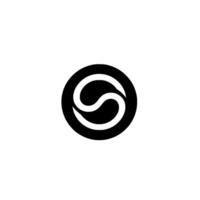 Minimalist Black and White Featuring an Abstract SShape Enclosed in a Circular Frame, Centered Against White Background. vector
