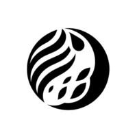 Abstract Black and White Design A stylized, symmetrical composition of flowing lines and organic shapes within a circular frame, evoking a sense of motion and growth. vector