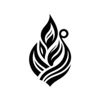 Elegant Black and White Floral Design A stylized, abstract illustration with a teardroplike shape composed of layered, curved lines and leaflike elements, completed by a decorative loop. vector