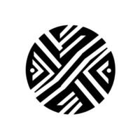 Geometric Abstract Black and White Circular Composition with Intersecting Lines and Two White Dots on a Clean White Background, Suggesting Direction and Movement. vector