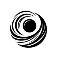Abstract Black Vortex A Circular Composition Featuring Spiraling Elements with a Central Dark Void Against a White Background. vector