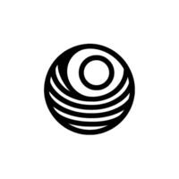 Abstract Geometric Orb, Featuring Concentric Circular and Striped Elements in Black and White, Highlighting Contrast and Design. vector