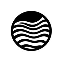 Monochromatic Circle Emblem Depicting Wavy Lines Abstract of Waves Contained Within a Circular Shape. vector