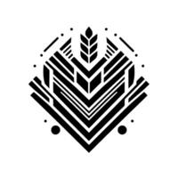 Geometric Black White Art Deco Design WheatInspired Abstract Composition with Lines, Angles, and Symmetry on a White Background. vector