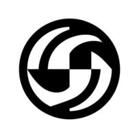 Abstract Geometric Design Black and White Circular Composition Featuring Interlocking Shapes, Symmetry, and Dynamic Curvature. vector