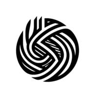 Abstract Black and White Composition A swirling, interwoven sphere of bold, curved lines against a clean white backdrop, suggestive of motion and complexity. vector