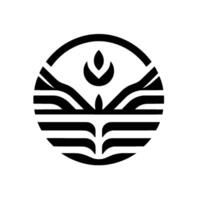 Minimalist Circular Emblem Abstract Black and White Depicting Plantlike Forms within a Segmented Circle. A stylized suggesting growth. vector