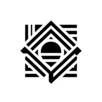 Geometric Abstraction A symmetrical black and white featuring nested shapes, a central sphere with horizontal lines and a square frame. vector