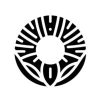 Bold Black and White Abstract Sunburst with Center Circle and Leafy Base, Minimalist for Logos and Decoration. vector
