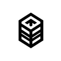 Bold Geometric Logo A stylized black hexagon with an arrow motif inside, on a clean white background. vector