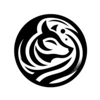 A stylized, minimalist circular emblem featuring a serene wolfs head with closed eyes, elegantly composed of curved black lines on a white background, conveying a sense of calm and natural sophistica vector
