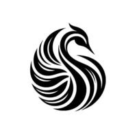 Abstract Monochrome Swan Silhouette, Featuring a Graceful SCurve and Striking Black and White Contrast, Evoking Elegance. vector