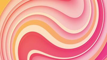Trendy retro wavy swirl pattern background with gently moving paper cutout shapes in vintage color tones. This psychedelic motion background animation is HD and a seamless loop. video