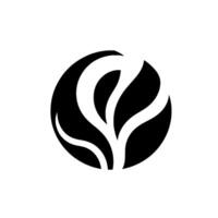 Minimalist Black and White Logo Abstract Branch Contained Within a Circle, Suggesting Growth, Nature, and Organic Forms. vector