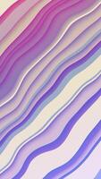 Paper cutout background with layered wavy diagonal lines in pastel shades of purple, beige and blue. Dynamic flowing curved lines pattern animation. Full HD and looping vertical animation. video
