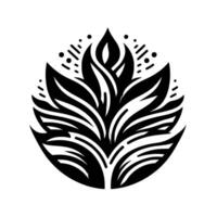 Intricate Black and White Floral on White Background, Circular Arrangement with Artistic Detail and Clean Lines. vector