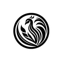 Elegant Minimalist Phoenix Emblem Within a Circle A Black and White Symbolizing Rebirth and Strength on a Clean Background. vector