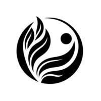 Abstract Yin Yang with a Botanical Twist A Black and White Symbol of Harmony Featuring Leaflike Elements and a Circular Composition. vector