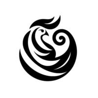Elegant Minimalist Abstract Design A stylized bird rendered in black, forming a harmonious swirl against a clean white background. vector