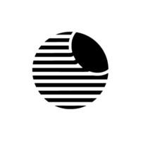 Abstract Black and White Circular Featuring Horizontal Lines Intersecting a Solid Black Shape, Suggesting a Silhouette or Wave. vector