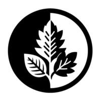 Yin Yang Leaf Emblem A stark contrast of black and white forming a stylized leaf within a circle, representing balance and nature. vector