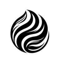 Abstract Black and White Illustration Featuring a Stylized, Swirling, TearDrop Shape with Textured, Wavy Lines on White Background vector