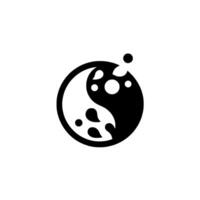Simplified Yin and Yang Symbol with Abstract, Bubblelike Shapes, Rendered in Monochrome with a Clean, Minimalist Aesthetic. vector