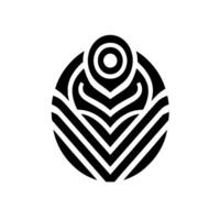 Abstract Black and White Geometric Featuring Concentric Circles and Chevron Patterns within an Oval Composition. vector
