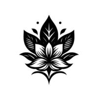 Black and White Lotus Mandala with Detailed Petals, Leaves, and Symmetrical on a Clean White Background. vector