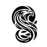 Intricate Black and White Eagle Tattoo Design Spiraling Lines, Bold Shapes, and Symbolic Representation of Power and Freedom. vector