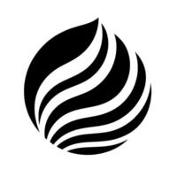 Abstract Black and White LeafShaped Logo, with layered and curved stripes, evoking a sense of fluidity, growth, and minimalist on a white background. vector