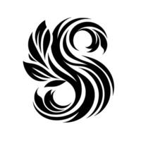 Artistic and decorative S letter formed by flowing lines and leaves, creating a dynamic, elegant and stylized design. vector