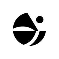 Abstract Black and White Geometric featuring a Spherical Shape, with a dot and lines on a white background, minimalist style. vector