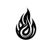 Monochromatic Fire Logo A stylized flame with intricate, flowing lines on a clean white background. vector