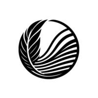Intricate Black and White Circular featuring a stylized leaf and wave pattern within a sphere, illustrating a balance of nature. vector