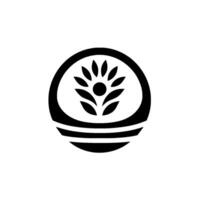 Symbolic Black and White Circular Illustration Plantlike within a Circle Representing Nature, Harmony, and Balance, Set Against a Pure White Background. vector
