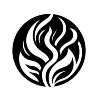 Bold Black and White Circular Emblem Abstract, stylized flora, featuring elegant curved forms and leafy elements, creating a modern, sophisticated design. vector
