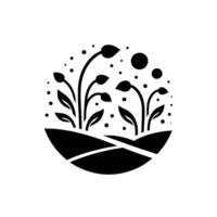 Abstract Black White Illustration Stylized plants with leaves and circular dots against a plain white background, creating a sense of elegance. vector