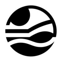 Abstract Minimalist Logo A Black and White Circular Design, Featuring Organic and Geometric Shapes, Suggesting Movement and Balance. vector