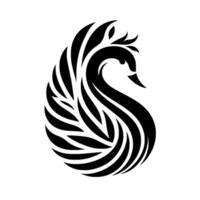 Stylized Black Swan Minimalist on White, Fluid Lines Evoke Elegance and Grace in a Modern Style. vector
