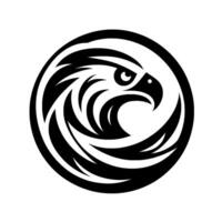 Bold Black and White Eagle Head Emblem in a Circle, Symbolic of Strength and Power, Modern and Stylized. vector