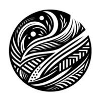 Intricate Black and White Circular PolynesianInspired with Flowing Lines and Geometric Shapes. vector