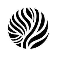 Abstract Black and White Graphic A stylized, organic form composed of fluid, interwoven, wavelike lines contained within a circular shape, evoking a sense of dynamism. vector