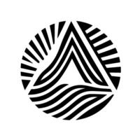 Bold monochrome features a black and white circle pattern comprised of a central white triangle, surrounded by striped sections, offering a minimalist abstract aesthetic. vector