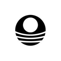 Minimalist black and white circular with a central white circle and three horizontal white stripes, evoking a modern, abstract aesthetic. vector