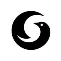 A stylized, minimalist featuring a black bird forming a negative space crescent moon against a clean white background, evoking serenity. vector