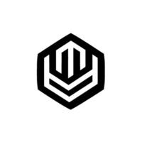 Bold, Geometric Black and White Featuring a Stylized Hexagon Enclosing a Modern, Abstract Symbol. vector