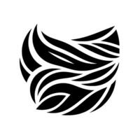 Abstract black and white symmetrical design, a collection of curved, flowing lines creating a circular, naturalistic form. vector
