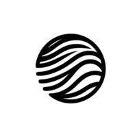 Minimalist Abstract Logo Black Wavy Lines Forming a Sphere on White Background, Conveying Fluidity and Modernity. vector